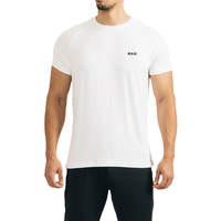 T-shirts bleus unis personnalisés OEM en gros, à séchage rapide, en tissu éponge premium, à manches courtes, pour musculation