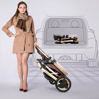 Nouveau-né 3-en-1 Siège auto Poussette Landau Cadre en alliage d'aluminium Tissu Oxford Capacité de charge de 20 kg Pliable à une main Chariot