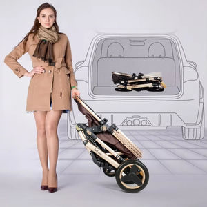 Kereta Dorong Bayi Baru Lahir <span class=keywords><strong>3</strong></span>-in-1, Kereta Bayi, Stroller, Rangka Aluminium Alloy, Kain Oxford, Kapasitas Beban 20KG, Lipat Satu Tangan - Product Image 5