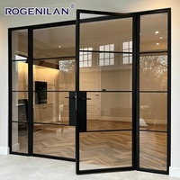 ROGENILAN Puerta Interior Francesa de Vidrio Templado Hueco, Puerta Abatible de Aluminio con Rejillas, Ahorro de Energía