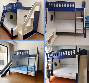 Двухъярусная кровать из массива дерева с высокой степенью безопасности, лестницей для хранения, выдвижными ящиками под кроватью и лестницей — роскошный подарок для мальчиков и девочек - Product Image 3