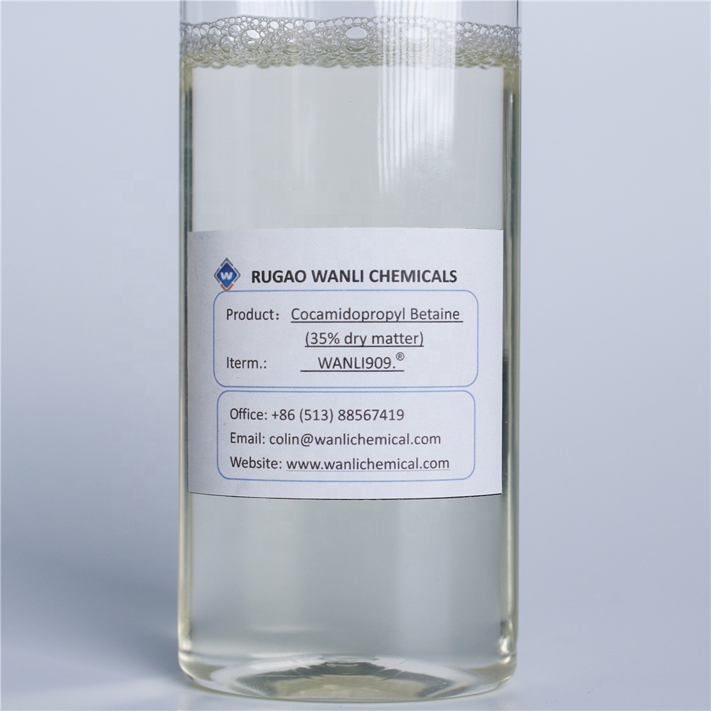 WANLI1909 Food Grade Cocamidopropyl Betaine 35% Light Yellow Clean Liquid MF C19H38N2O3 for Hair Care Cosmetics