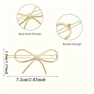 Pinzas para el pelo con nudo de mariposa dorada y plateada, pinzas de aleación de cinco puntas en forma de corazón, accesorios bonitos para el cabello, piezas de joyería en forma de rana - Product Image 1