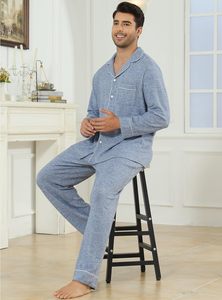 <span class=keywords><strong>Pigiama</strong></span> da <span class=keywords><strong>uomo</strong></span> a manica lunga in morbido maglia con <span class=keywords><strong>pigiama</strong></span> Button-Down con tasche S-2XL taglie traspiranti - Product Image 2