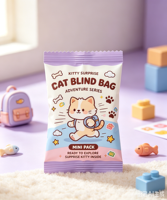 Mini Pack Personnalisé Impression Mate Sac Mystère Chat Surprise Jouet de Collection Emballage Scellé à l'arrière Pochette Oreiller Sac Mylar
