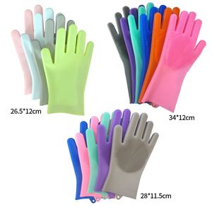 <b>Silicone</b> Heat-Resistant <b>Dishwashing</b> Gloves <b>Scrubber</b> Medium Thickness Kitchen Washing Gloves Cleaning Brush Sponge Winter - Product Image 2