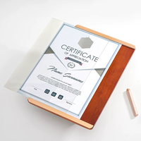 Date A4 A5 Bois Honer Certification Plaque Métal Achèvement Prix Certificat Bois Autorisation Plaques pour Affichage De Bureau