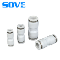 Joint pneumatique droit blanc de PU de prise rapide de bout à bout pour le tuyau d'air en plastique bidirectionnel de compresseur d'air coupleur rapide de diamètre personnalisé