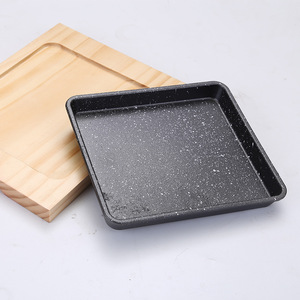 Vuông gang không dính Baking <span class=keywords><strong>Pan</strong></span> lớn vừa kích thước nhỏ cho thực phẩm phương Tây bít tết Teppanyaki Bảng gỗ Fry chảo - Product Image 2