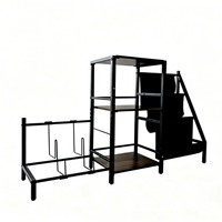 Rak Penyimpanan Piringan Hitam Vinyl Minimalis Modern Tiga Tingkat dari Besi, Penyangga Gitar, Rak Pajangan, Perlengkapan Rumah, Studio Musik