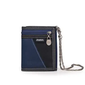 New Design European and American Vintage Short Men's fold Purse with Anti-theft chain Student Customized Wallet