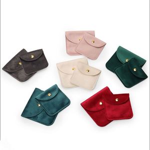 Pochette d'emballage pour bijoux personnalisée en velours, avec couche intérieure pour boucles d'oreilles, fournie directement par l'usine - Product Image 3