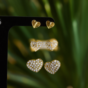 Heart <b>Stud</b> <b>Earrings</b> 316L Stainless Steel PVD Gold Plating Fashion Jewelry - Product Image 3