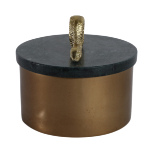 Scatola Decorativa Rotonda con Coperchio in Marmo e Manico a Forma di Serpente, Contenitore in Metallo per Oggetti Preziosi, Decorazione per Soggiorno - Product Image 4