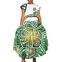 Haut et jupe Puletasi robe ensemble grande taille élégant polynésien Tribal Design Midi Tropical imprimé fleuri décontracté femmes robes