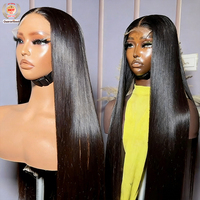 Perruque 13x6 HD sans colle en cheveux humains vierges Remy brésiliens lisses, sans perte de cheveux, pour femmes noires, longueur 10-40 pouces
