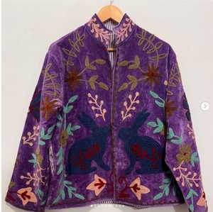 เสื้อคลุมกิโมโนทำมือ ผ้ากำมะหยี่ปักลายสัตว์  บุด้วยผ้าฝ้าย  สไตล์โบฮีเมียน สำหรับฤดูหนาว ของขวัญสำหรับเธอ - Product Image 2