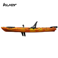 Kayak de pêche en plastique LLDPE KUER, style transfrontalier, 3,1-4 m, moulé par rotation, bateau rigide professionnel, capacité 180 kg, 1 place