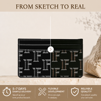 Dompet Kartu Kulit PU Hitam Mewah Elegan Trendi Minimalis Kantor Sehari-hari Chic Wanita Clutch Purse Tas Tangan OEM Custom