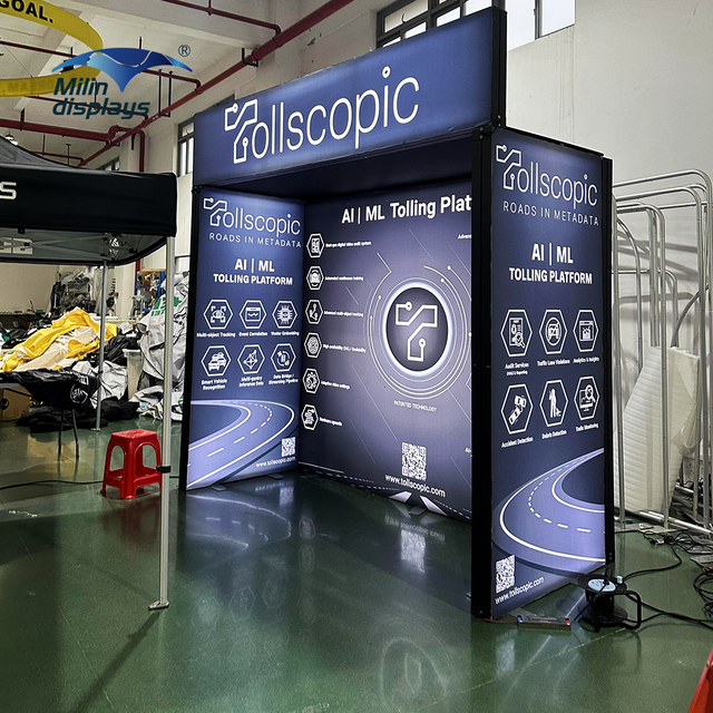 10FT x 10FT Backlit Display Trade Show Booth with Roof Top LED Light Box for Advertising Exhibition Event