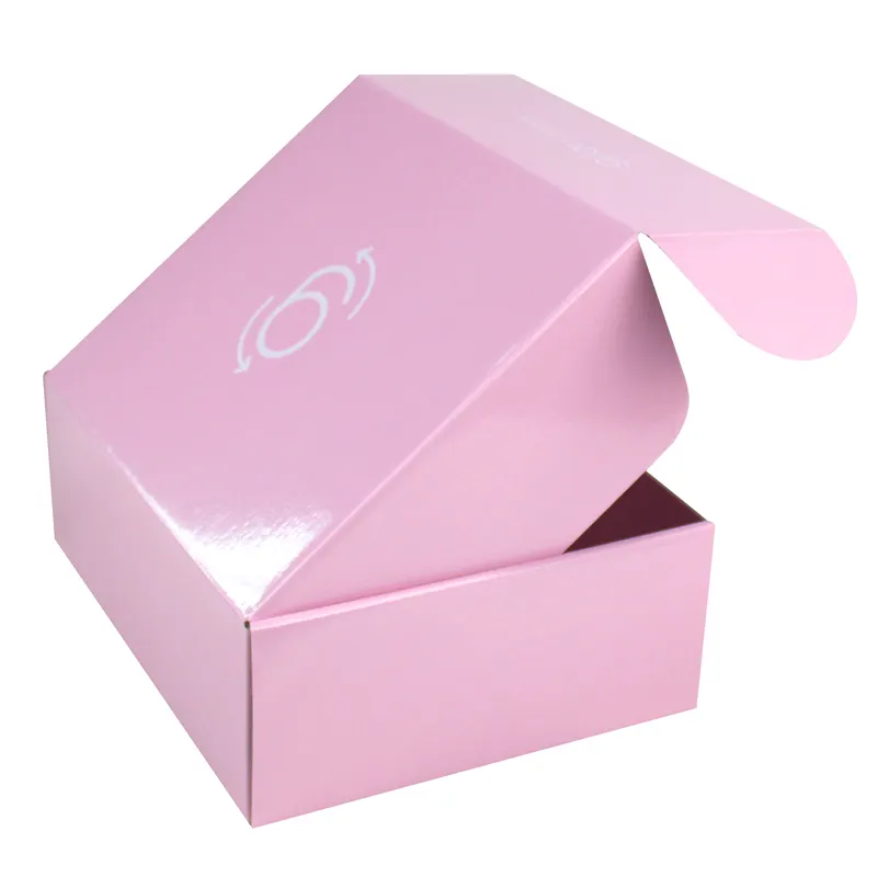 Custom Logo Glossy Cardboard Cartons Shipping Mailer Box Pink Mailing Corrugated Packaging Box