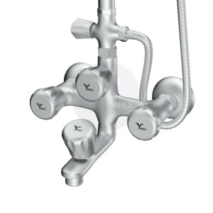 Modern Hotel Bath Set with Dual Handle Rain Showerhead Slide Bar Chrome Finish Brass Construction Wall Mount Installation - Product Image 3