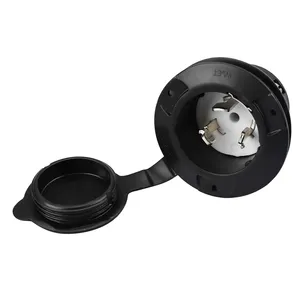 50 Amp Flanged Inlet 125V, NEMA 5-15 Flanged Power Inlet Receptacle with Waterproof Front & Back Covers, 2 Pole 3-Wire