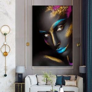 Peinture murale moderne sur papier durable, impression <span class=keywords><strong>aquarelle</strong></span>, motif <span class=keywords><strong>femme</strong></span> africaine noire, taille personnalisée, décoration intérieure, vente chaude - Product Image 2