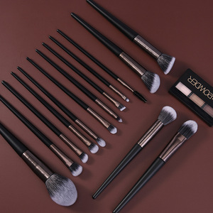 14Pcs Black Synthetic Hair Makeup Brush Set Fan Brush Face Eye Concealer Brushes Custom Logo Private Label - Product Image 4