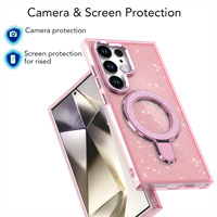 Coque à paillettes design pour téléphone avec béquille magnétique à 360 degrés Housse pour téléphone portable pour iPhones 15 pro max Samsung S24 Ultra