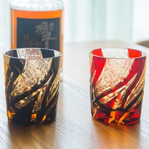 Gobelet en verre à whisky <span class=keywords><strong>Edo</strong></span> Kiriko de 240 ml coupé à la main pour effacer la tasse à boire de couleur ambre - Product Image 4