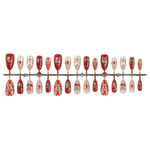 <span class=keywords><strong>Uñas</strong></span> Postizas Acrílicas Almendradas Rojas Cereza Hechas a Mano al por Mayor para Mujer - Product Image 4