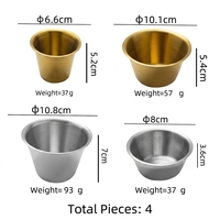 Petits bols individuels en acier inoxydable pour sauces, condiments et vinaigrettes, au design allongé et faciles à servir
