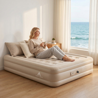Lit pliable pour 2 personnes, matelas Queen Size, matelas pneumatique avec pompe intégrée, lit de camping gonflable, lit gonflable 2 places, lit de tente