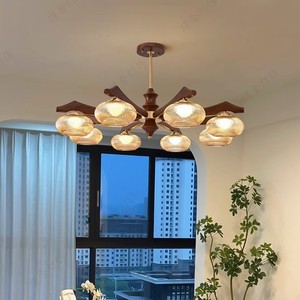 Vintage Style Chandelier Round E27 <b>LED</b> Gold Body Eye Caring Living Room Bedroom Study <b>Lighting</b> Fixture - Product Image 4