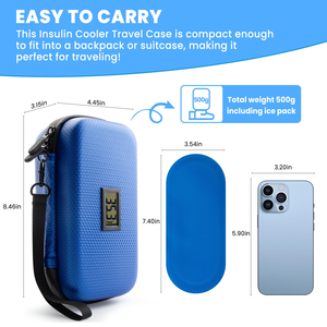 Étui de transport pour insuline personnalisé bleu pour diabétiques, sac isotherme médical compact pour insuline avec affichage de la température - Product Image 4