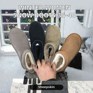 35-40 Winter <b>Women</b> Snow Boots Comfortable Natural Sheepskin Upper TPR Outsole Warm Thin and Thick Bottomed <b>Socks</b> - Product Image 2