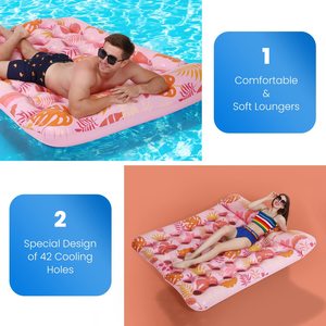 Flotteur de <span class=keywords><strong>piscine</strong></span> gonflable de 72X60 pouces, taille adulte avec appui-tête, flotteur de lac, radeau, chaise longue pour fête à la <span class=keywords><strong>piscine</strong></span>, flotteurs d'océan (rose) - Product Image 2