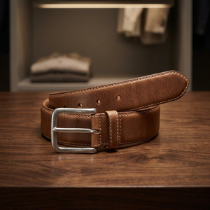 Ceinture en cuir véritable marron de haute qualité, vintage, écologique, imperméable, robuste, largeur 3,8 cm, boucle à ardillon en acier, personnalisable - Product Image 1