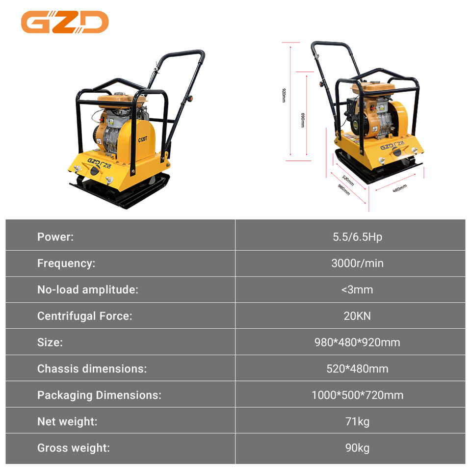 Plate Compactor Machine Japan GZD C120 Gasoline Plate Compactor 5.5/6.5hp Forward Vibrating Tamper ...