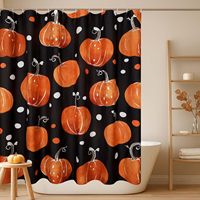 Rideau de douche en polyester motif citrouille, séchage rapide, installation facile, durable, pour salle de bain, personnalisable