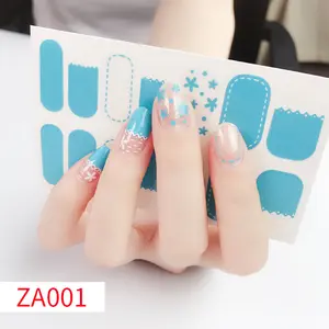 16 Type Cartoon Nail Wrap Glitter Flower Nail Art Stickers Full Cover Tips Bronzing DIY Self-Adhesive Nagel Manicure ZA001-ZA016