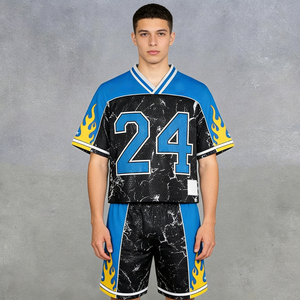 Custom New Jersey T-shirt voor heren, Harajuku Hip Hop, met opdruk van cijfers, oversized, goth, <span class=keywords><strong>V</strong></span>-hals, mesh top - Product Image 2