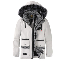 Manteau d'hiver pour homme, style Parker, décontracté, coupe-vent, en polaire, couleur unie, à capuche, en polyester, ODM