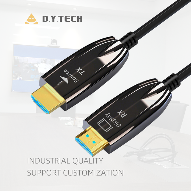 OEM HDMI 2.0 Optical Fiber AOC Cable Gold Plated 10M 30M 50M 100M HDMI 4K 60hz Black PVC Carton Box Aoc Monitors Combination