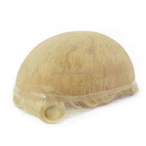 Toupee <span class=keywords><strong>para</strong></span> <span class=keywords><strong>Hombre</strong></span> <span class=keywords><strong>Rubio</strong></span> <span class=keywords><strong>Platino</strong></span> 613 con Encaje Francés, Línea de Cabello Invisible Estilo Freestyle, Cabello Indio, Sistema de Reemplazo Capilar <span class=keywords><strong>para</strong></span> Hombres - Product Image 2