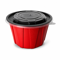 Conteneur thermoformé robuste 450-120 rouge et noir pour la restauration, bol bento jetable