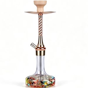 Cachimba clásica de vidrio tipo recto con mango de madera y base de cristal para fumar shisha - Product Image 2