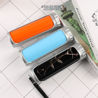 Étui à lunettes portable E88 tendance en plastique semi-rigide résistant à la pression, motif solide, forme irrégulière, pour myopie