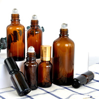 Vente en gros de flacons en verre ambré pour huiles essentielles, flacons vides avec bille, 5 ml, 10 ml, 15 ml, 20 ml, 30 ml, 50 ml, 100 ml